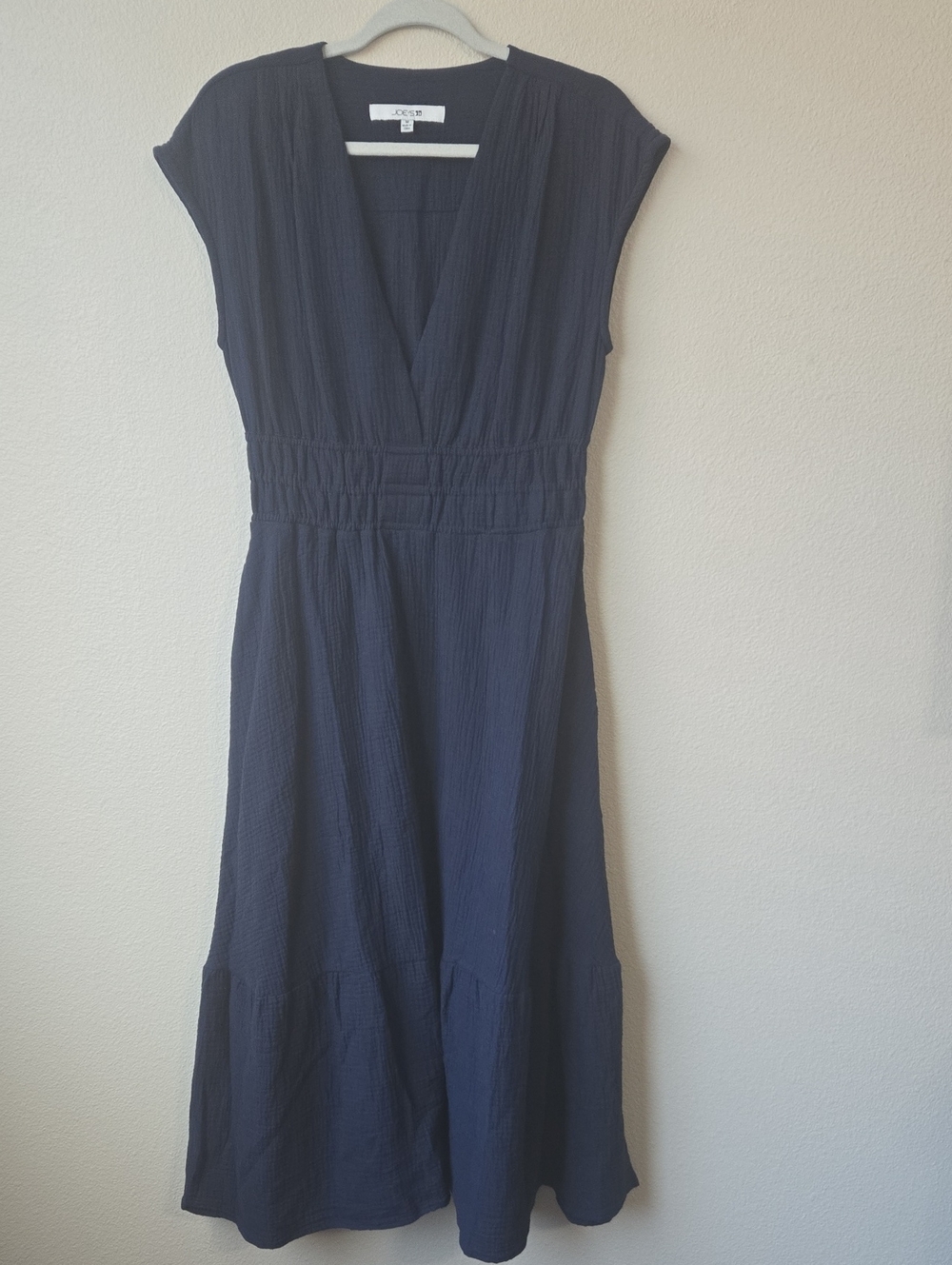 Joe's Jeans Navy Midi Dress with Smocked Waist